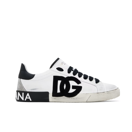 DOLCE & GABBANA White Calfskin Portofino Vintage Sneakers