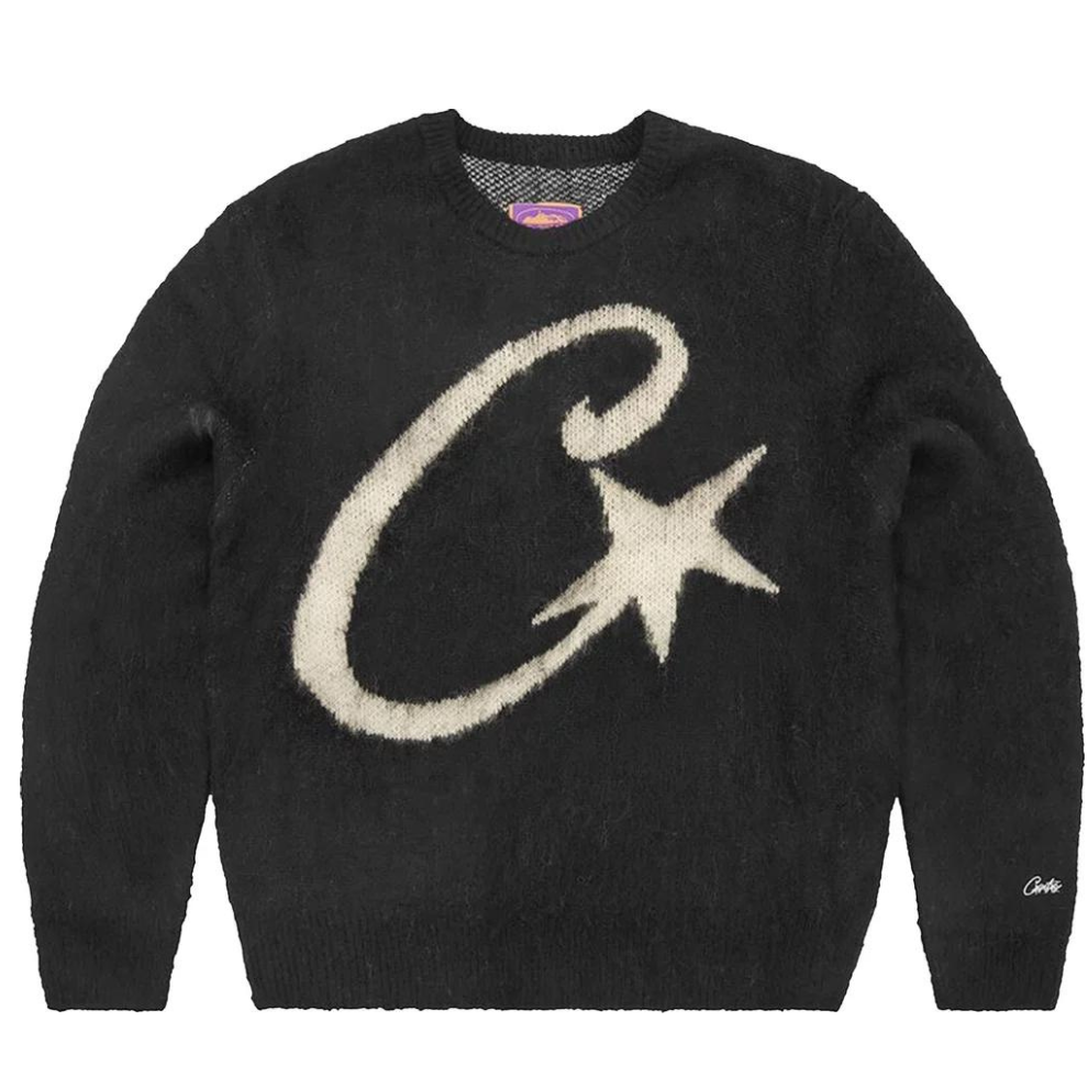 Corteiz C Star Mohair Knit Sweater Black