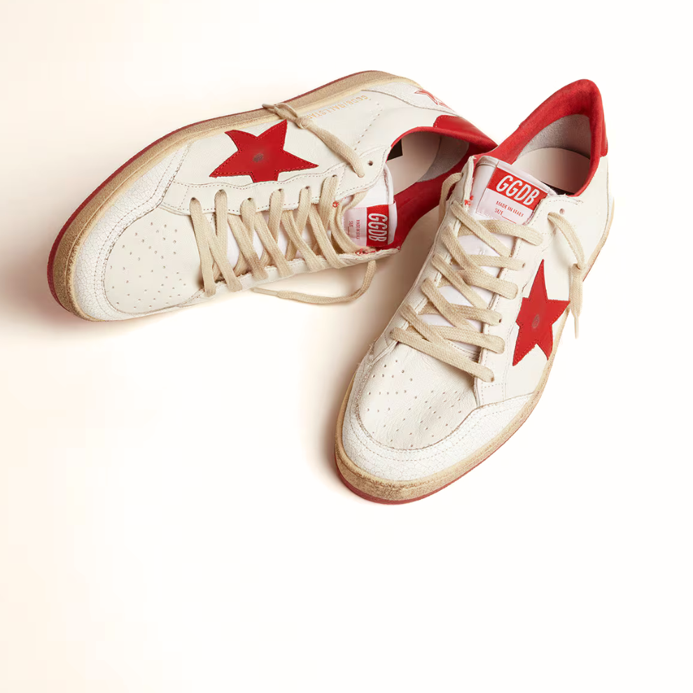 Golden Goose Men's Ball Star in white leather