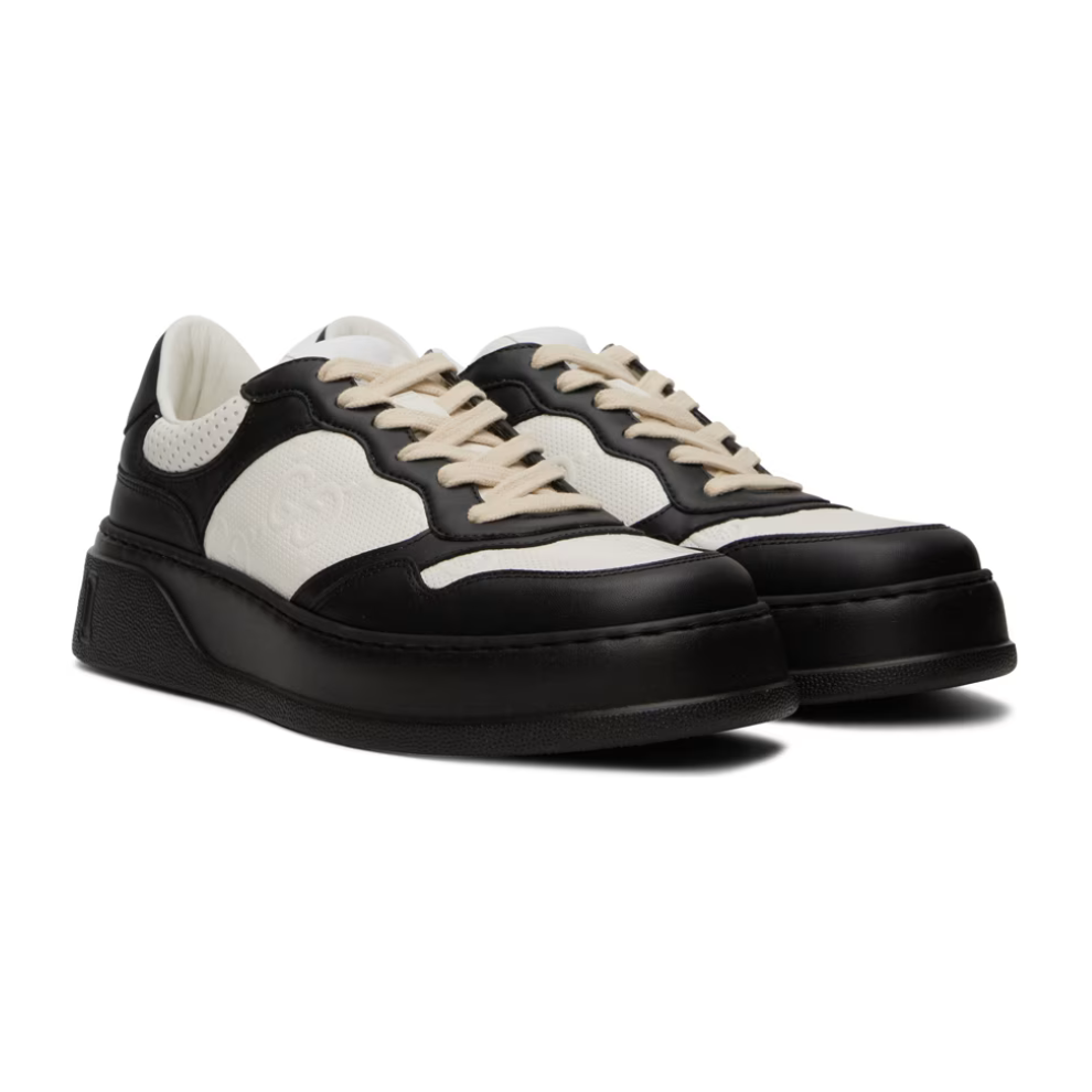 GUCCI Black & White Embossed Sneakers