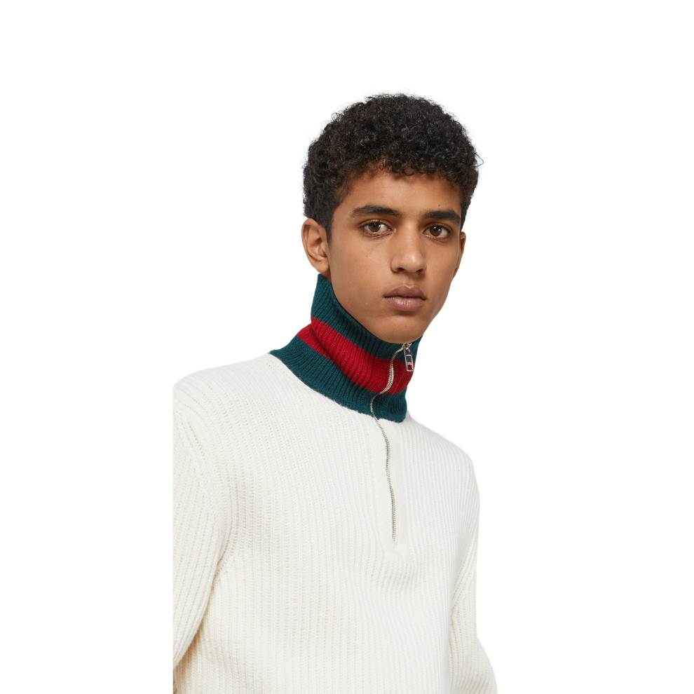 GUCCI KNIT WOOL JUMPER WITH WEB