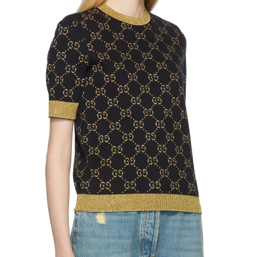GUCCI Black & Gold Lurex GG Sweater