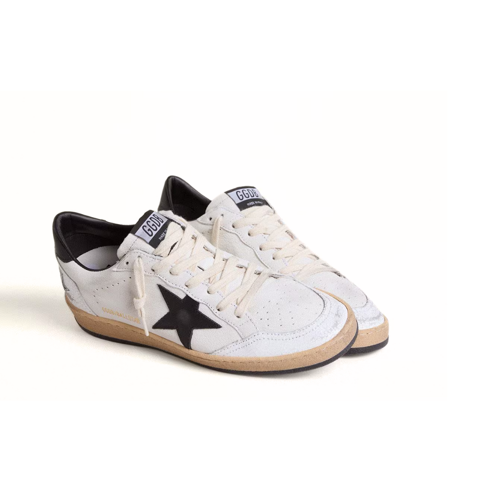 Golden Goose Men's Ball Star in white nappa with black star