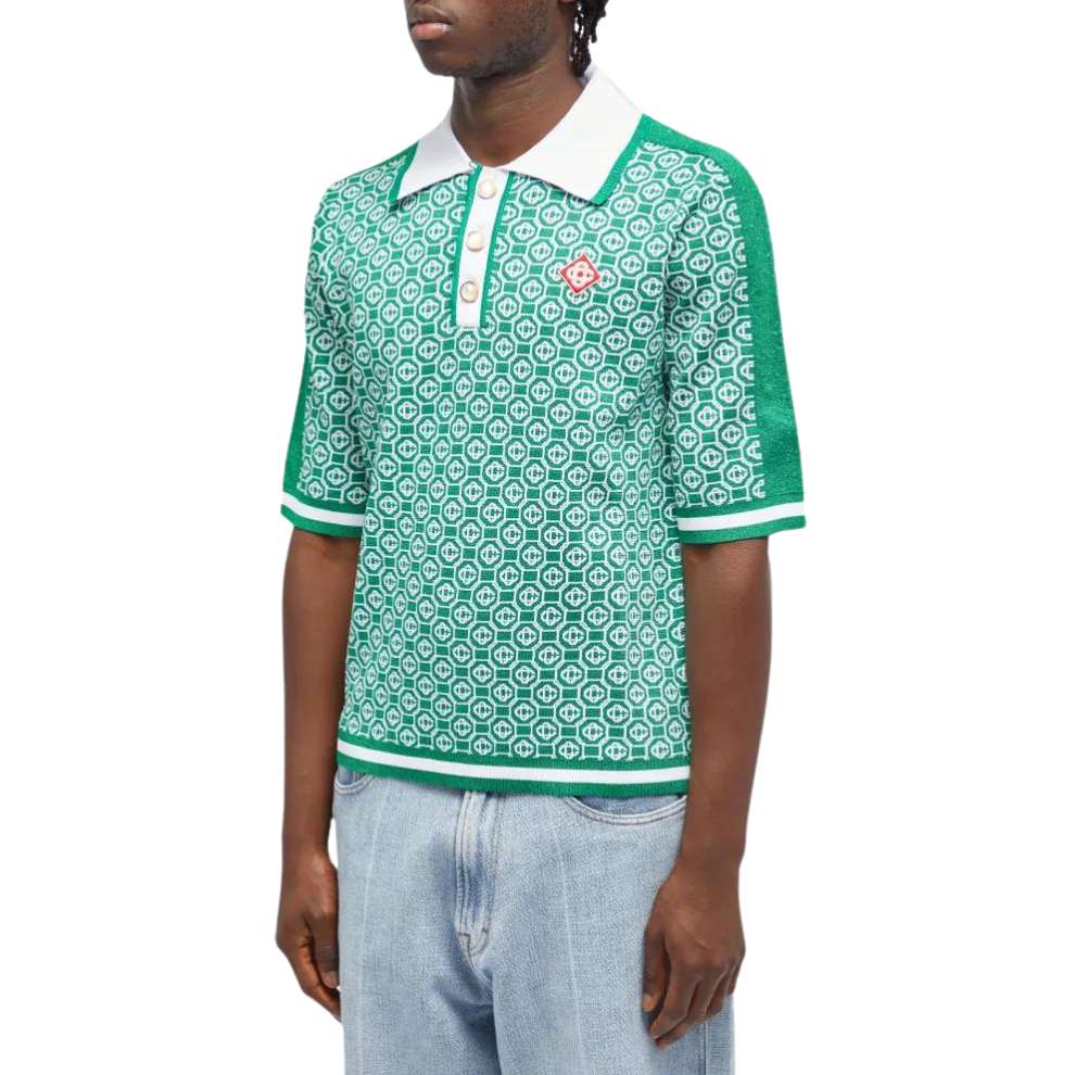 CASABLANCA LUREX JACQUARD POLO Green