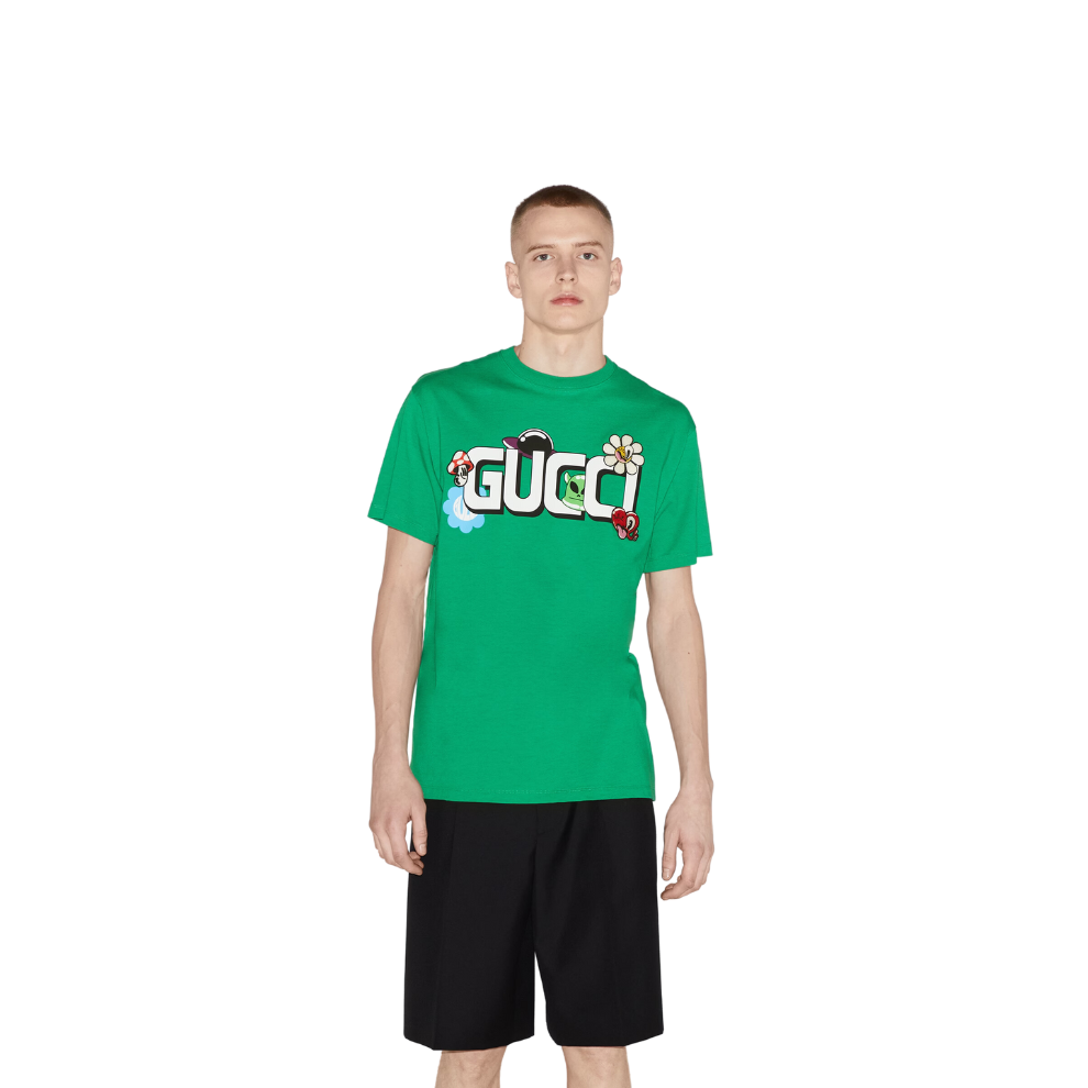 GUCCI COTTON JERSEY T-SHIRT WITH GUCCI PRINT