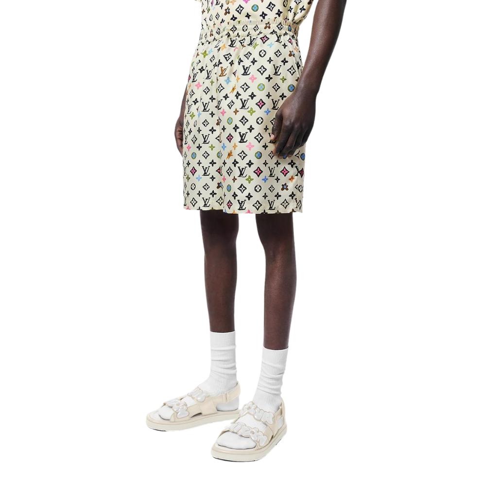 LOUIS VUITTON Monogram Printed Silk Shorts