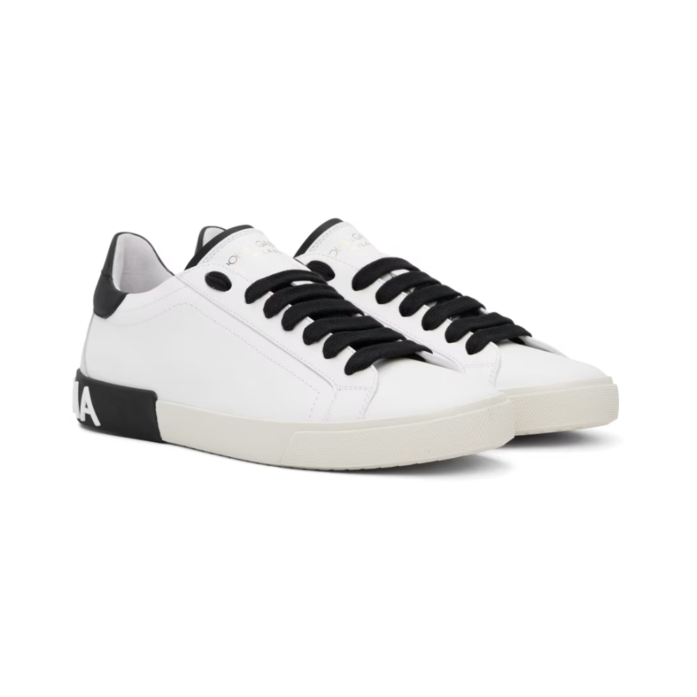 DOLCE & GABBANA White Calfskin Portofino Vintage Sneakers