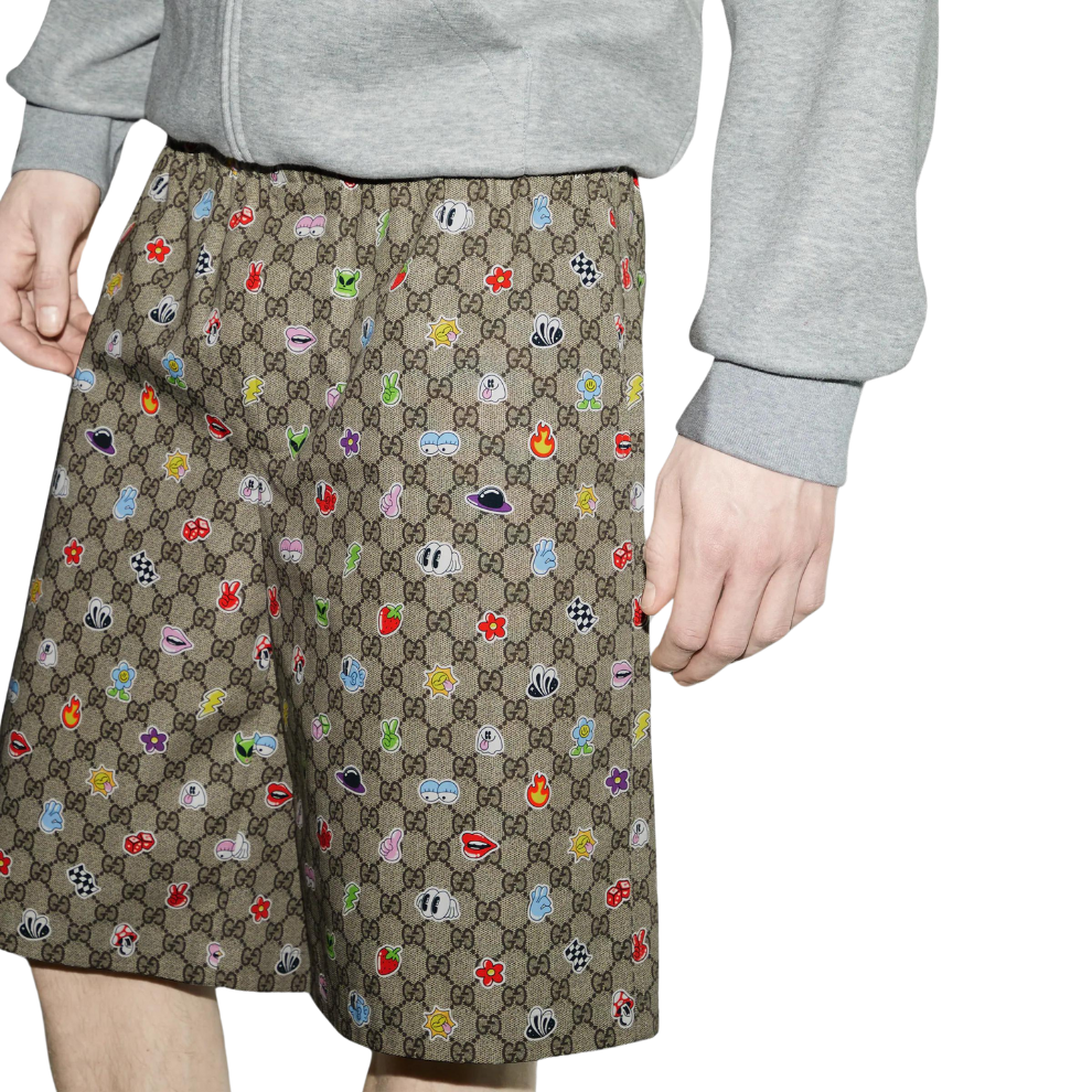 GUCCI COTTON POPLIN SHORTS WITH PRINT