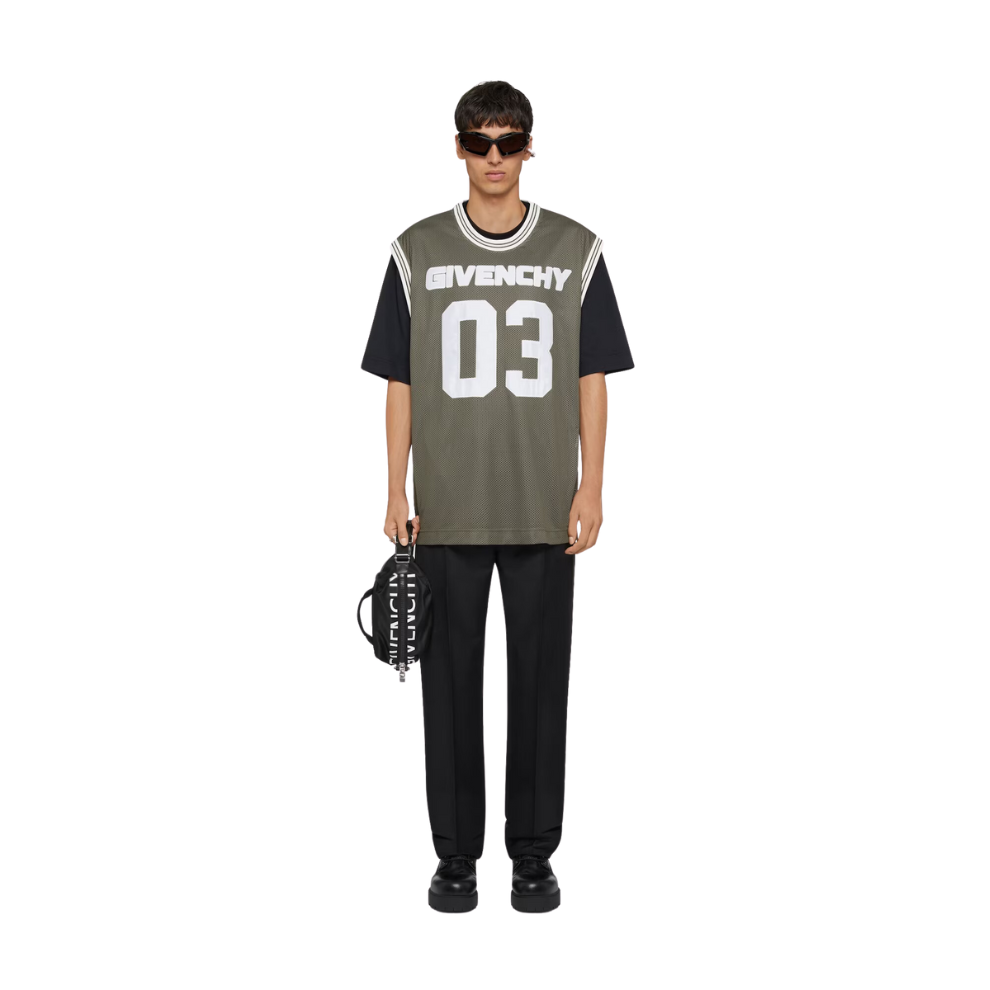 GIVENCHY overlapped t-shirt in mesh and jersey
