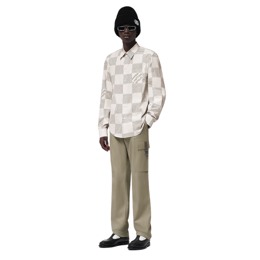 LOUIS VUITTON Damier Long-Sleeved Classic Cotton Shirt