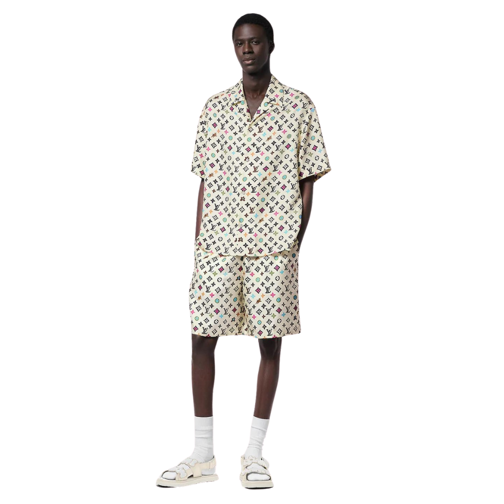 LOUIS VUITTON Monogram Printed Silk Shorts