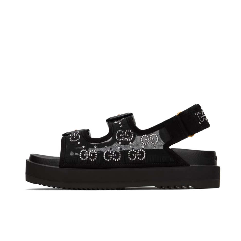GUCCI Black Crystal GG Sandals