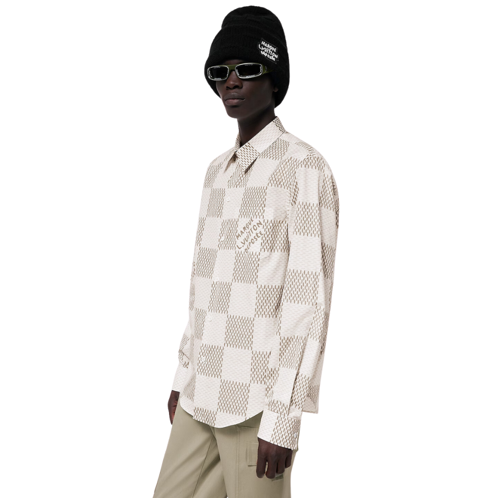 LOUIS VUITTON Damier Long-Sleeved Classic Cotton Shirt