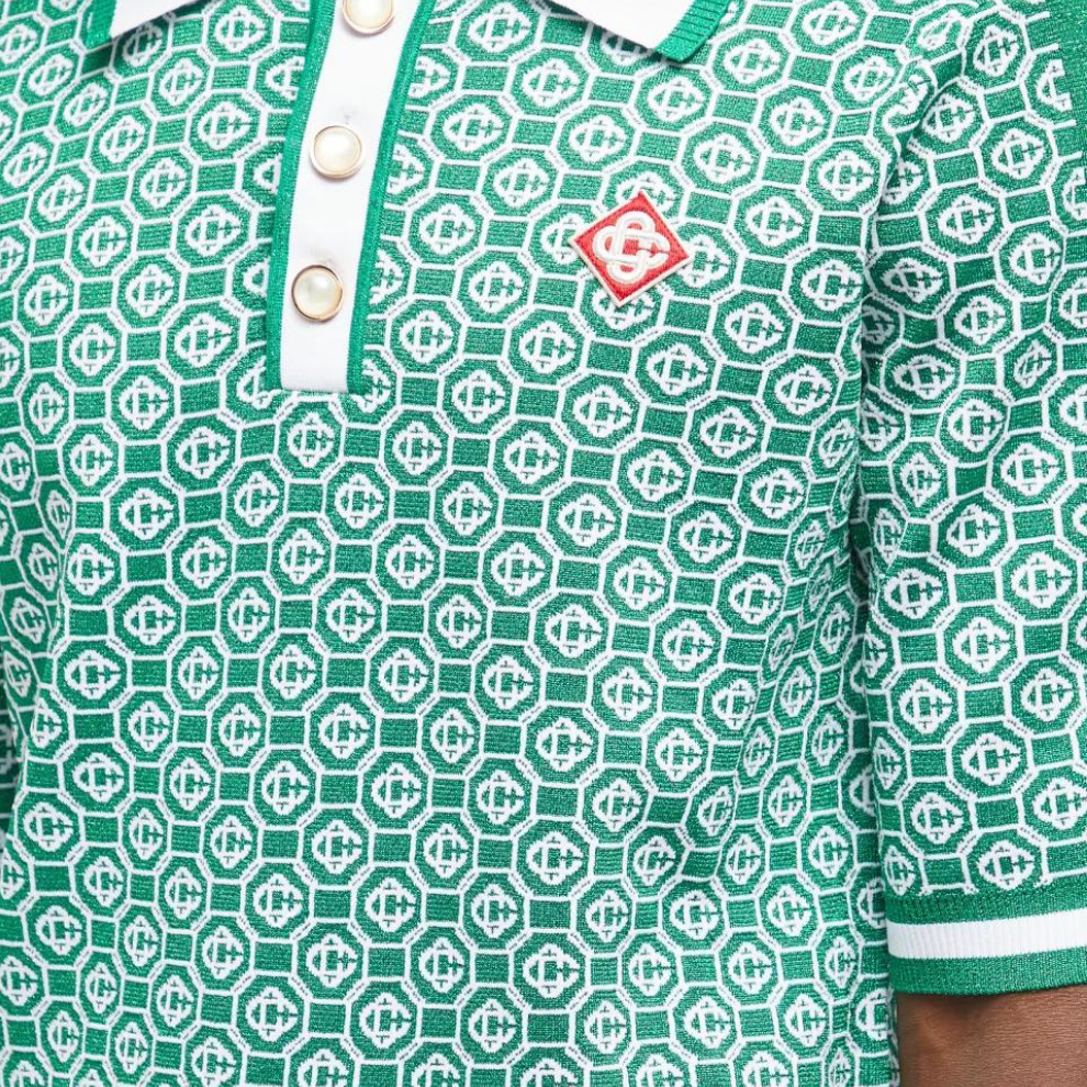 CASABLANCA LUREX JACQUARD POLO Green