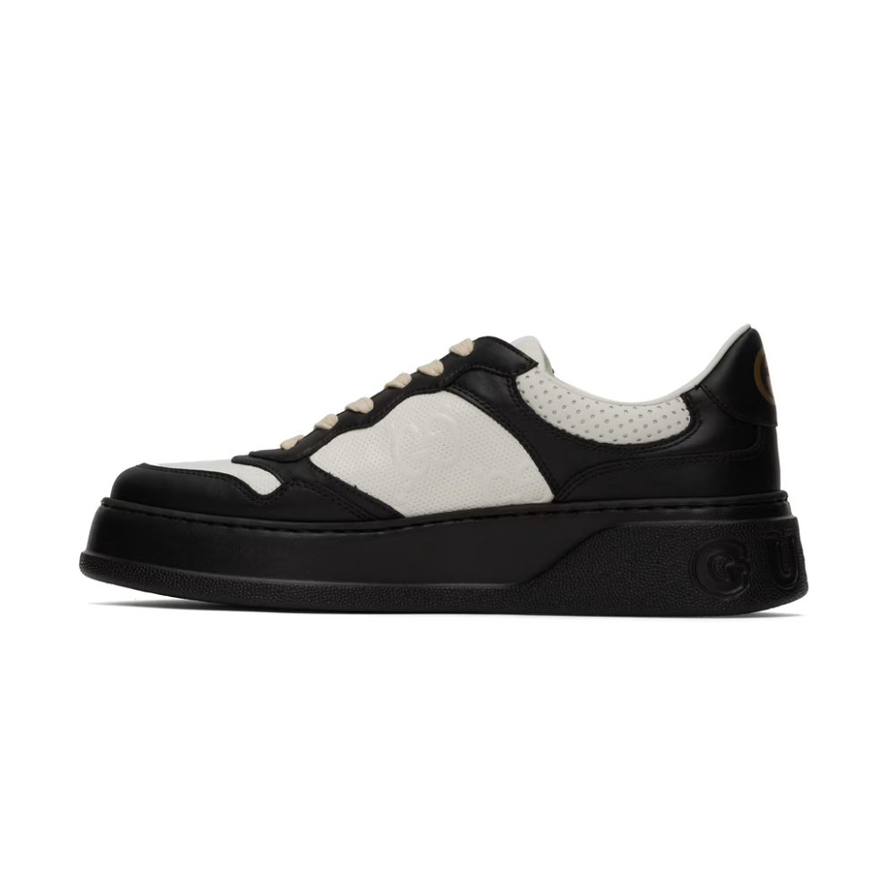 GUCCI Black & White Embossed Sneakers
