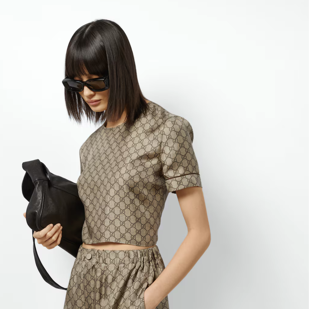 GUCCI GG Supreme print silk top