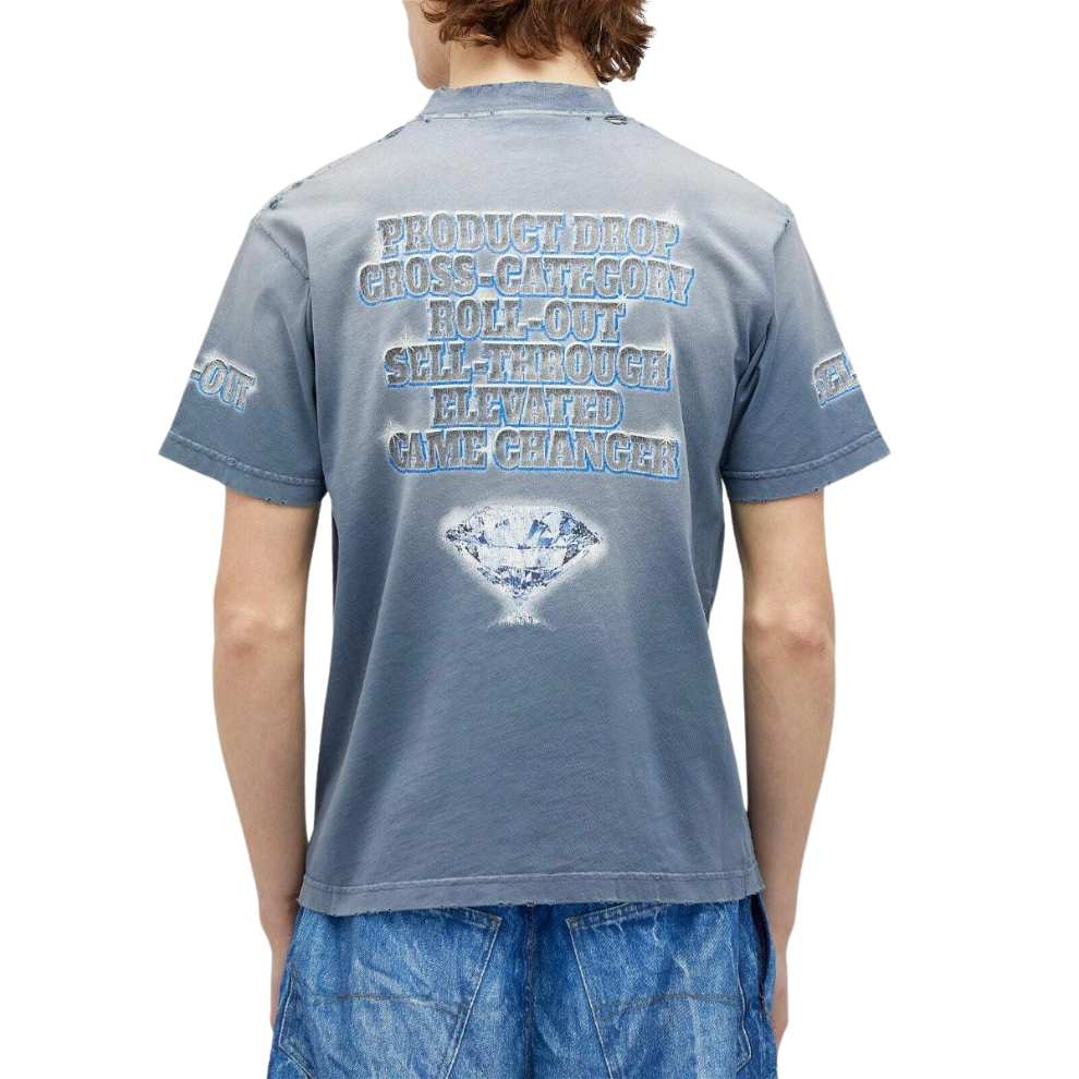 Balenciaga Men's See Now Buy Now T-Shirt in Washed Blue
