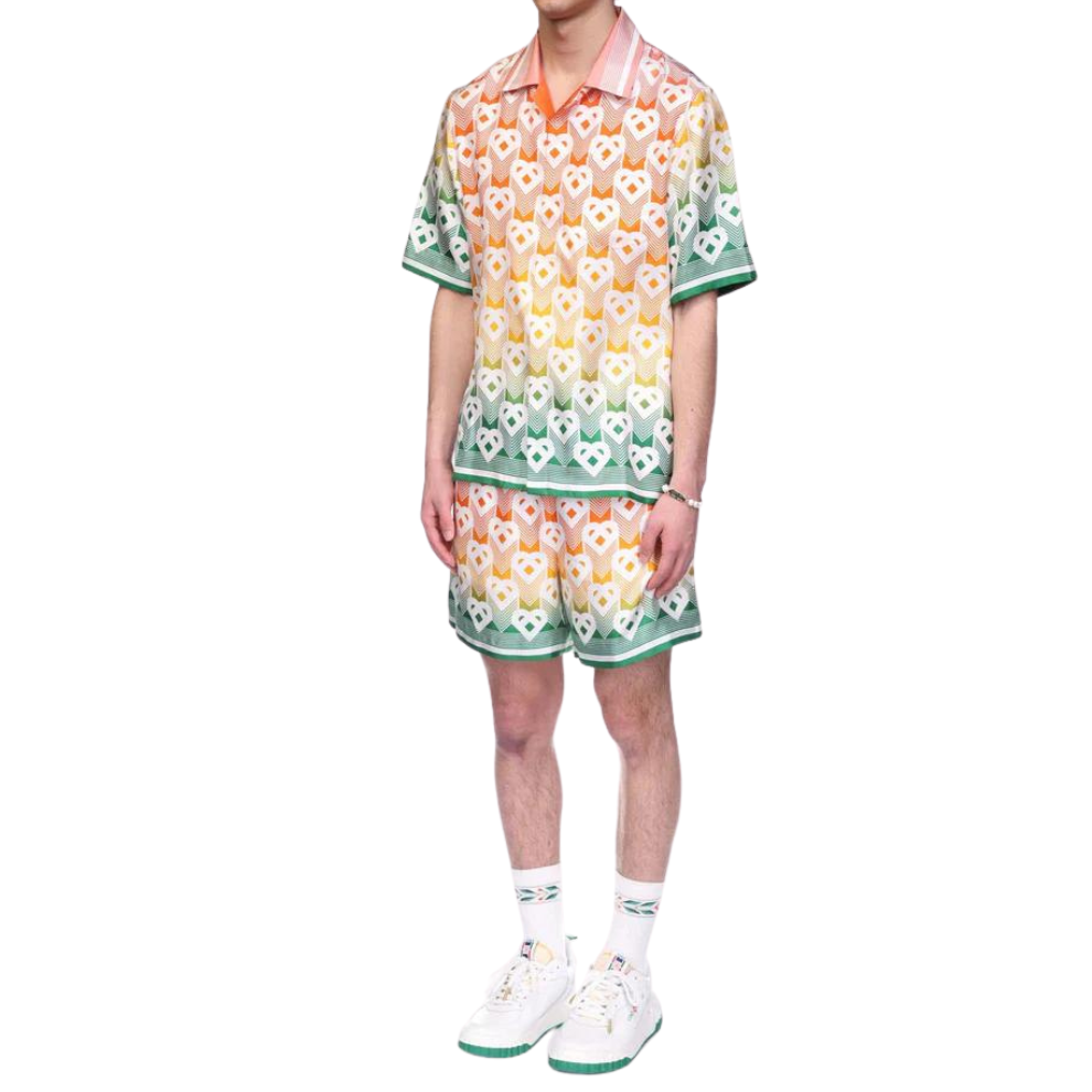 CASABLANCA Gradient Heart Monogram Silk Shirt