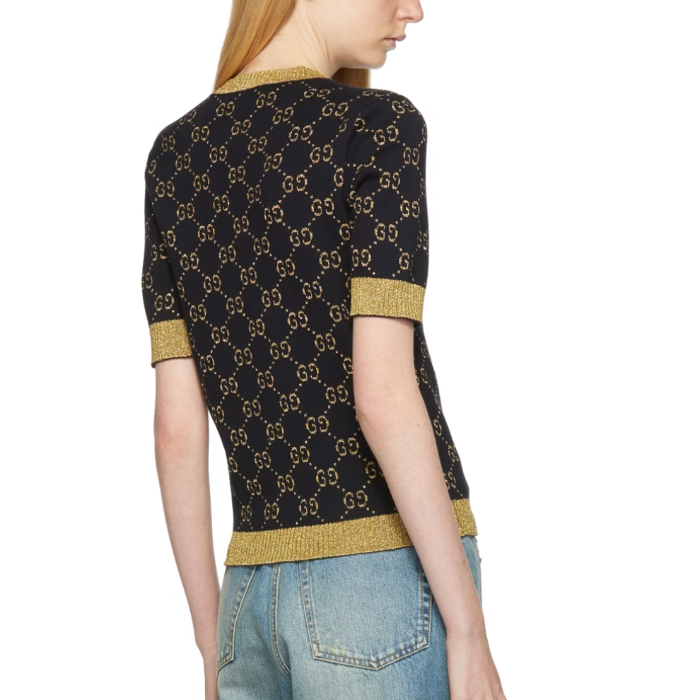 GUCCI Black & Gold Lurex GG Sweater