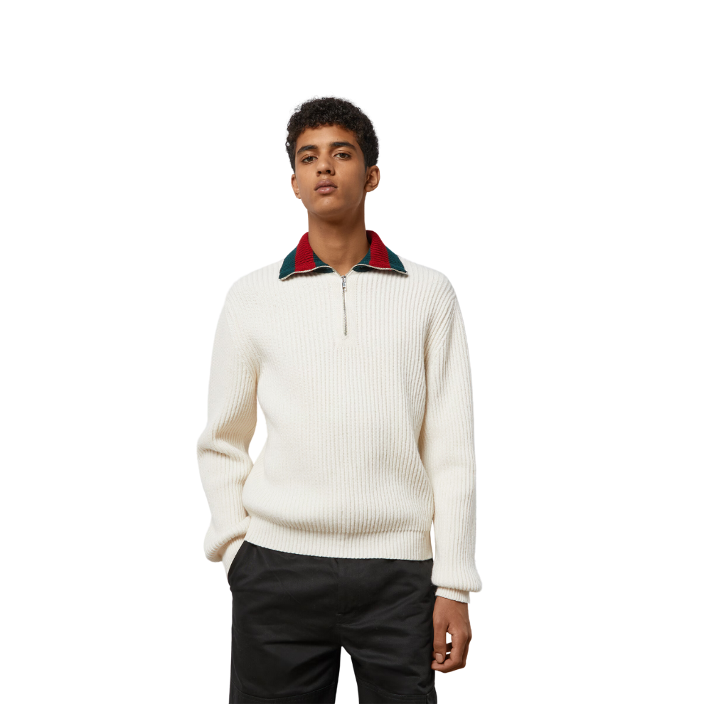 GUCCI KNIT WOOL JUMPER WITH WEB