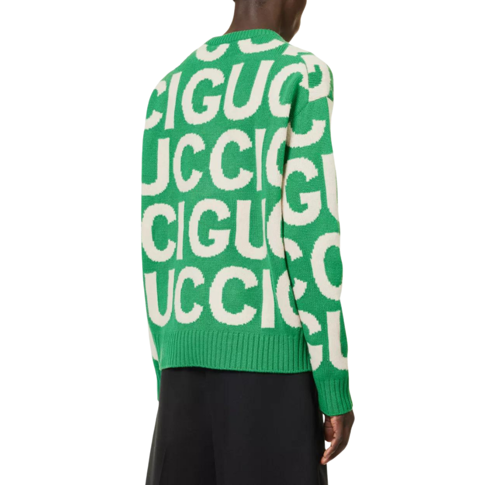 GUCCI Logo-intarsia relaxed-fit wool-knit jumper