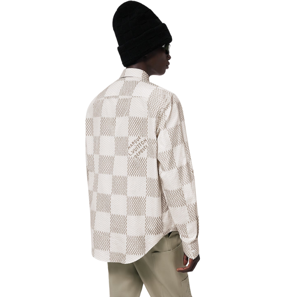 LOUIS VUITTON Damier Long-Sleeved Classic Cotton Shirt
