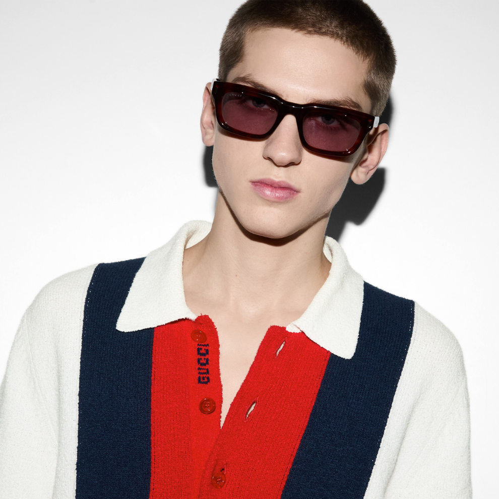 GUCCI Cotton blend terry knit polo shirt
