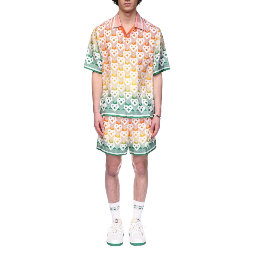 CASABLANCA Gradient Heart Monogram Silk Shirt