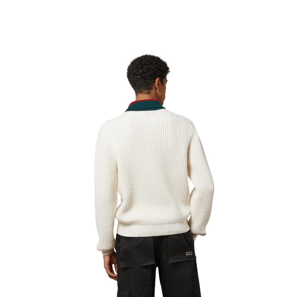 GUCCI KNIT WOOL JUMPER WITH WEB