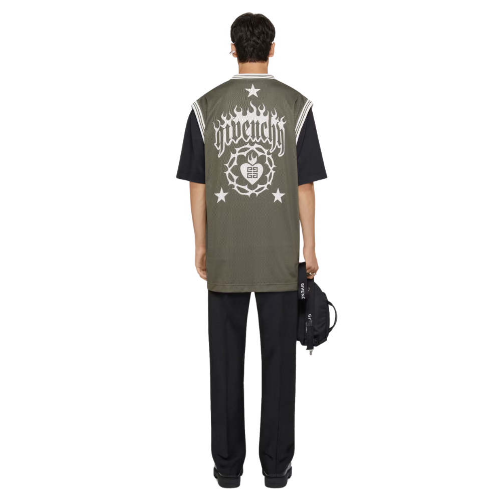 GIVENCHY overlapped t-shirt in mesh and jersey