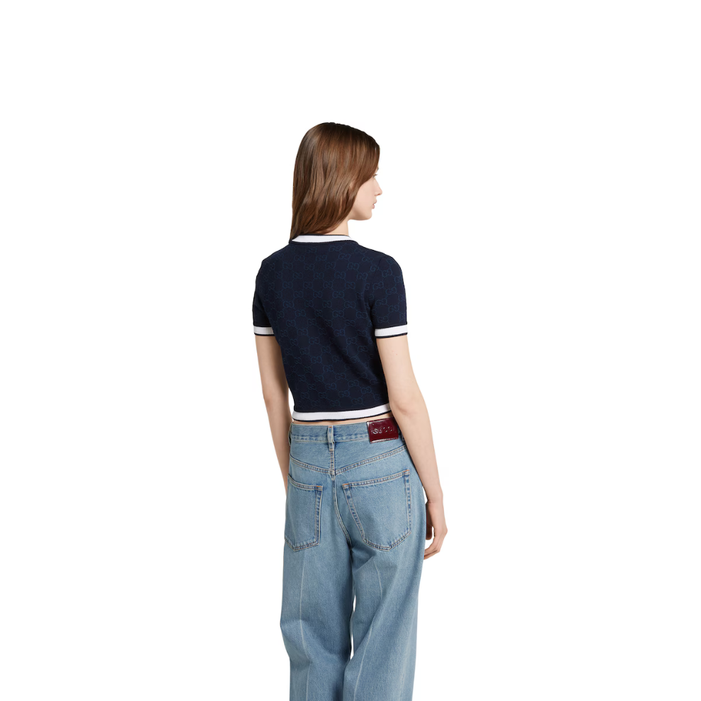 GUCCI GG fine cotton jacquard top