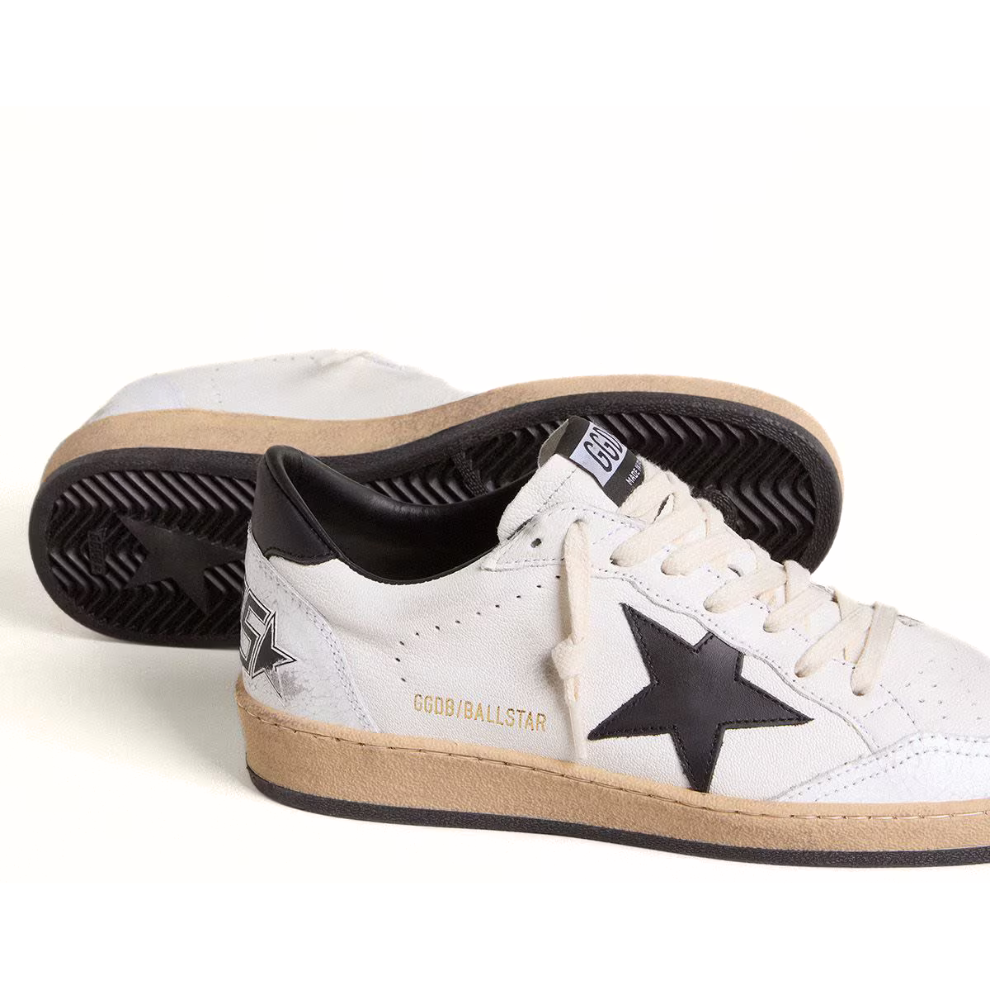 Golden Goose Men's Ball Star in white nappa with black star