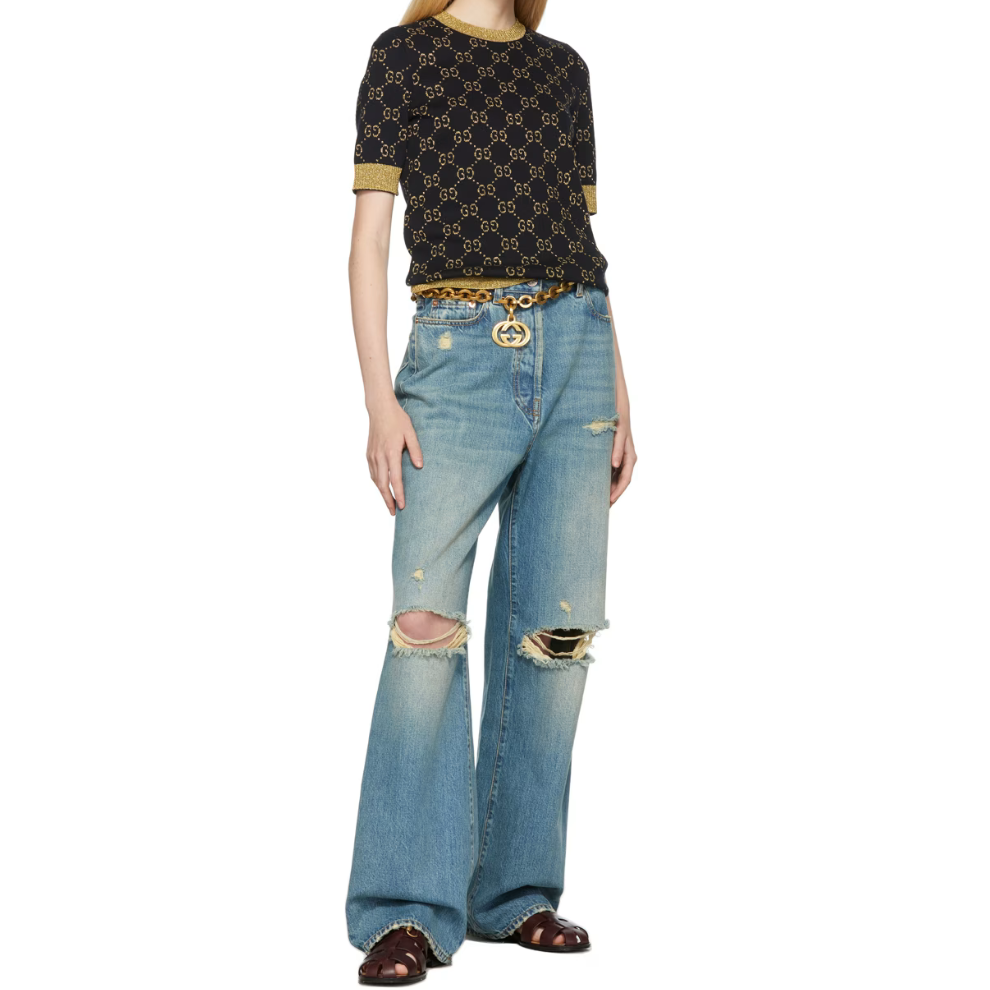 GUCCI Black & Gold Lurex GG Sweater