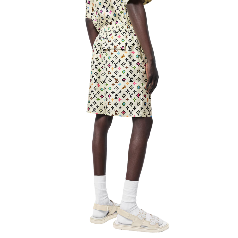 LOUIS VUITTON Monogram Printed Silk Shorts