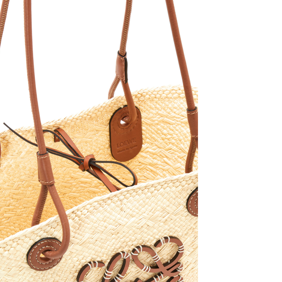 LOEWE Medium Anagram Basket bag in iraca palm and calfskin