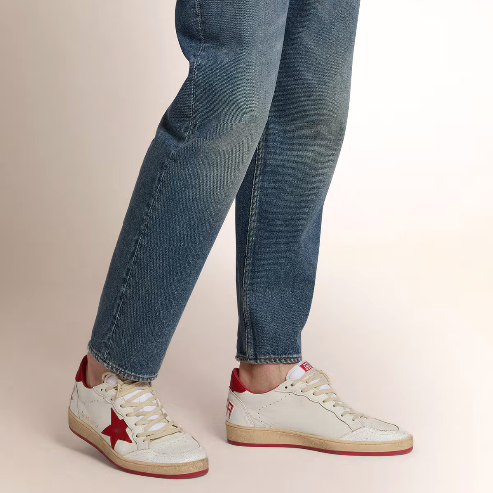 Golden Goose Men's Ball Star in white leather