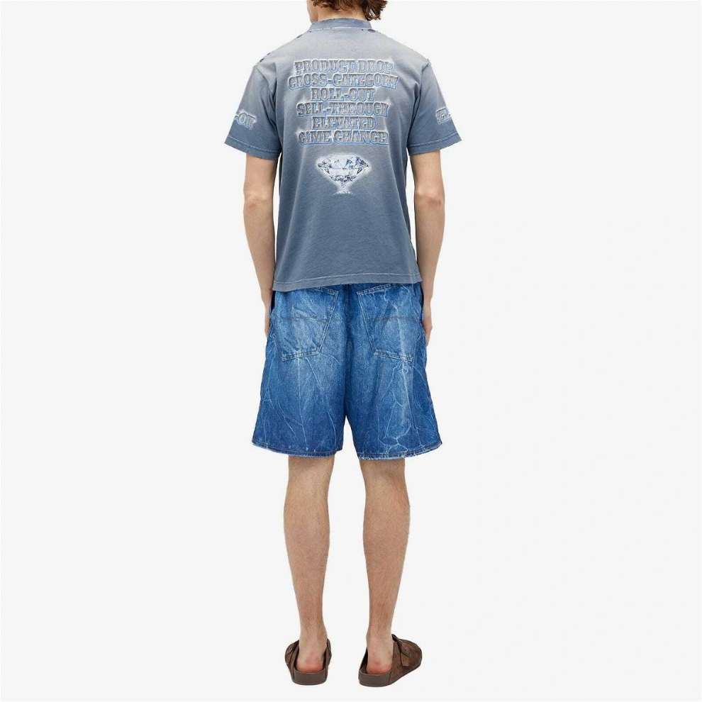 Balenciaga Men's See Now Buy Now T-Shirt in Washed Blue