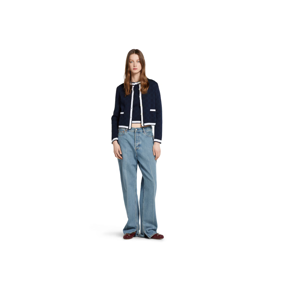 GUCCI GG fine cotton jacquard top
