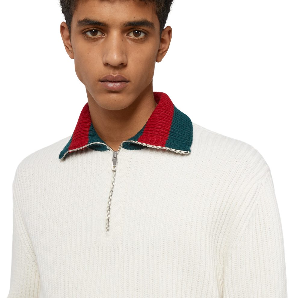 GUCCI KNIT WOOL JUMPER WITH WEB