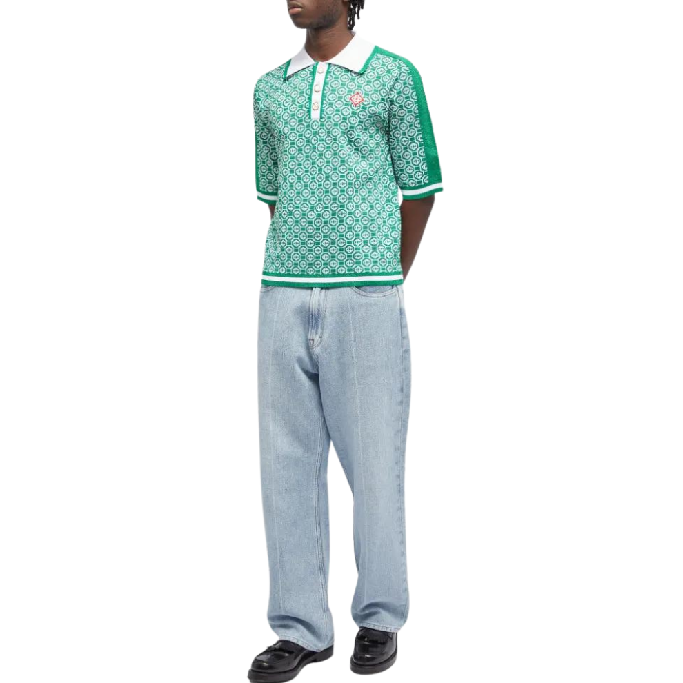 CASABLANCA LUREX JACQUARD POLO Green