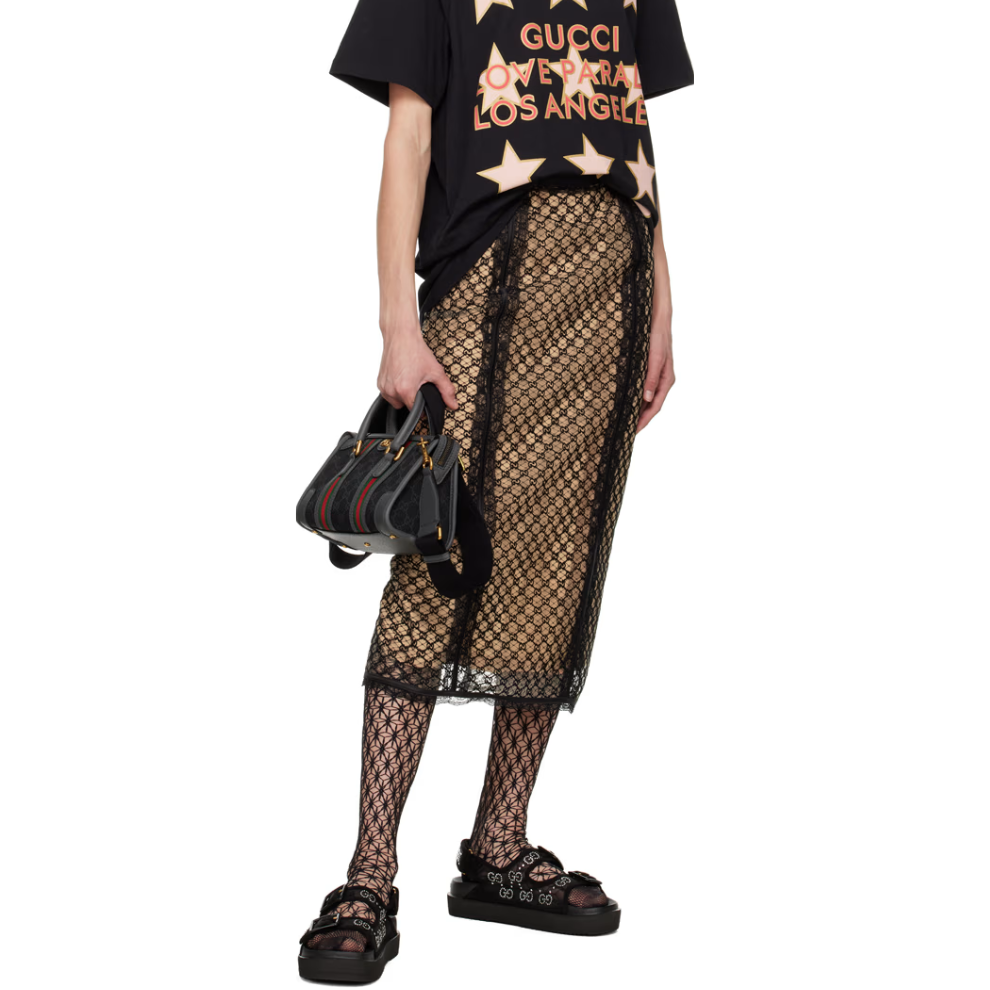 GUCCI Black Crystal GG Sandals