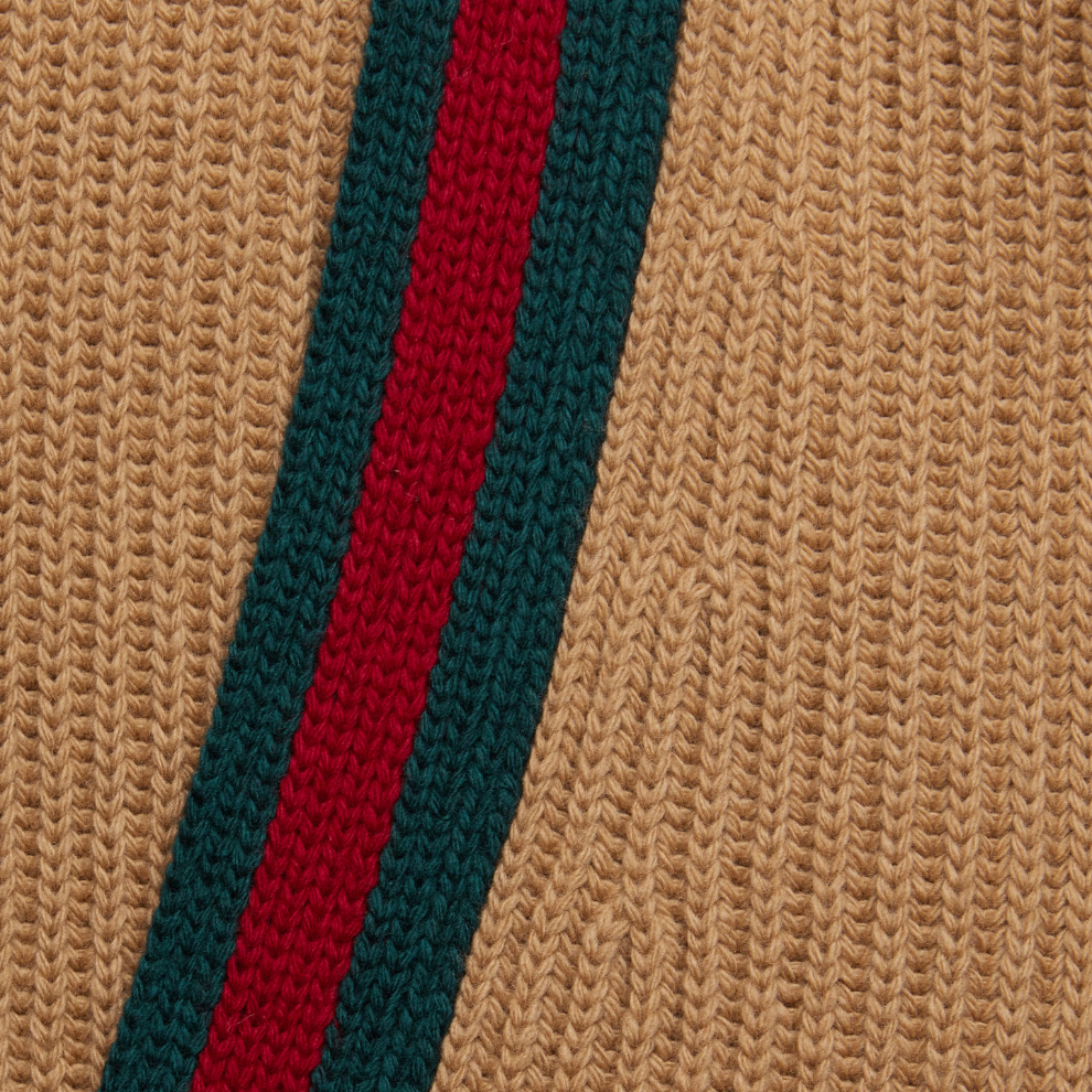 GUCCI KNIT WOOL CARDIGAN WITH WEB