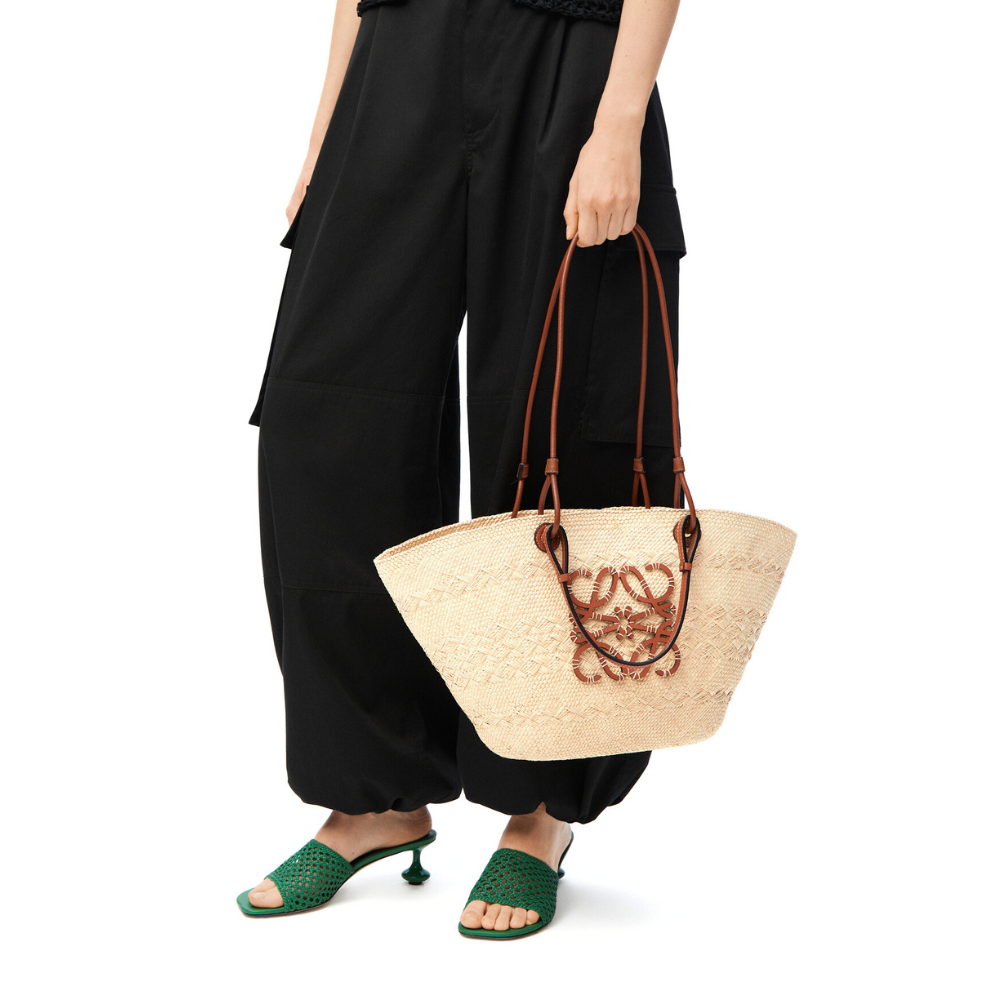 LOEWE Medium Anagram Basket bag in iraca palm and calfskin