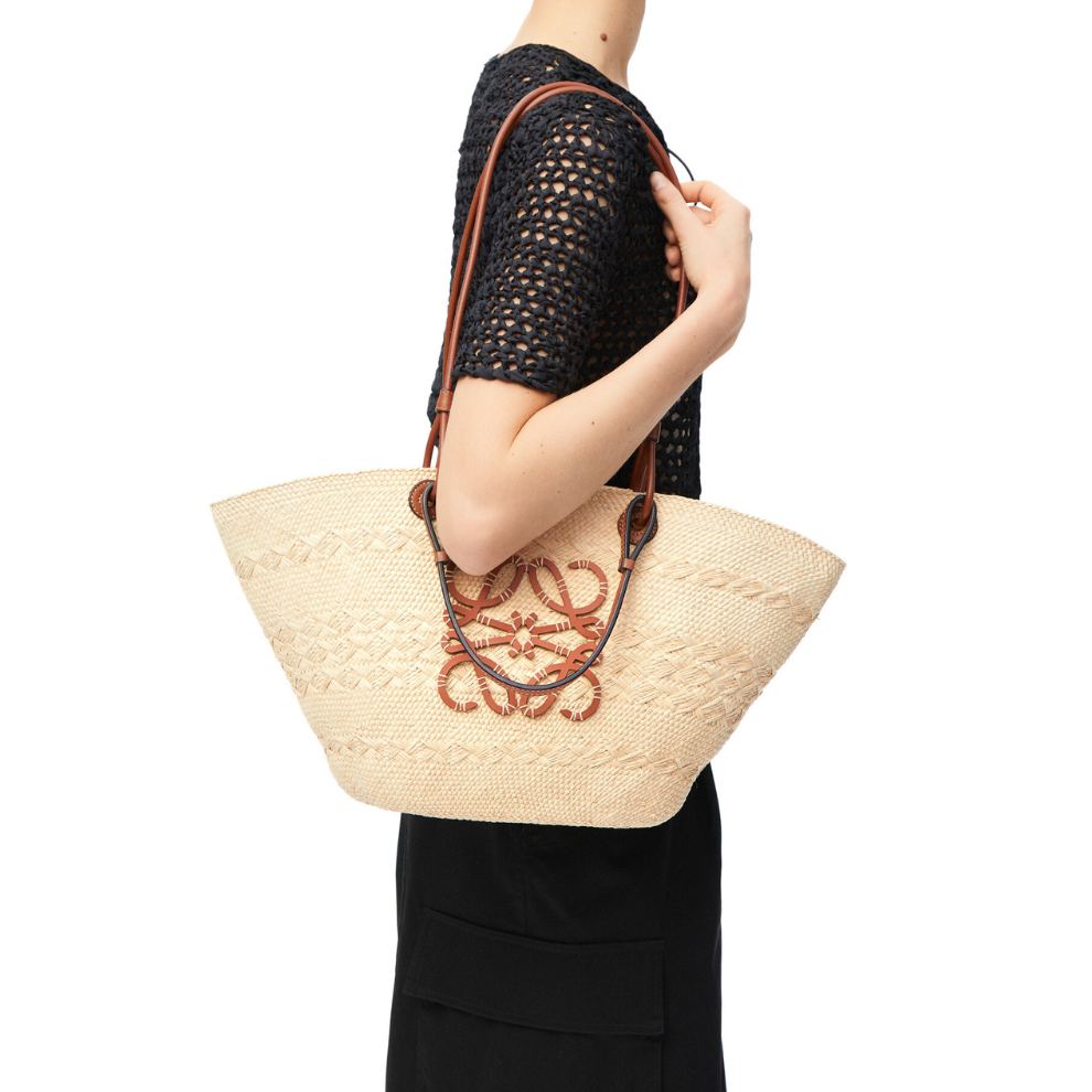 LOEWE Medium Anagram Basket bag in iraca palm and calfskin