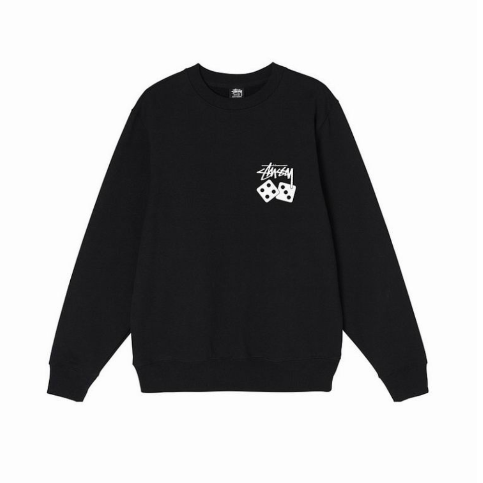 STUSSY DICE CREW SWEAT BLACK