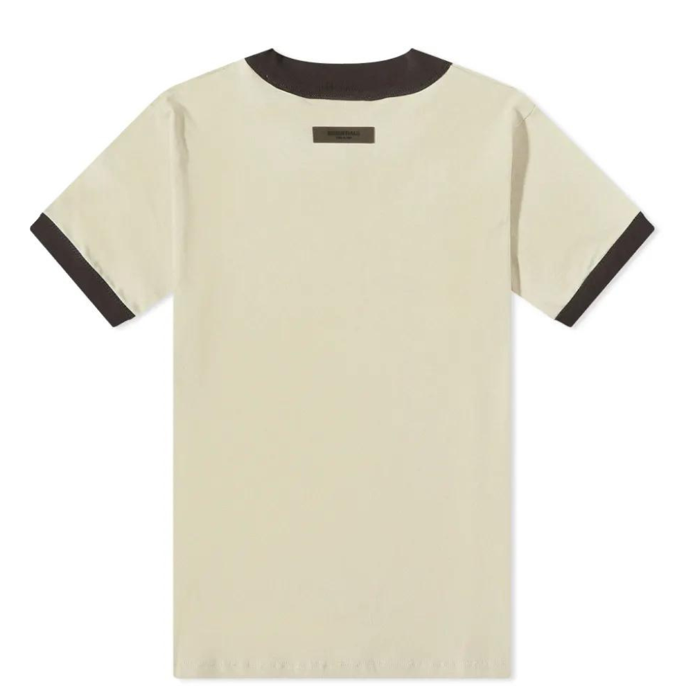 FEAR OF GOD ESSENTIALS V-NECK LOGO TEE WHEAT - Digital-Shoppers