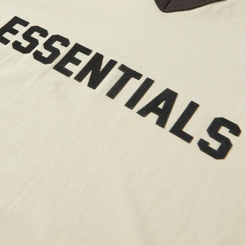 FEAR OF GOD ESSENTIALS V-NECK LOGO TEE WHEAT - Digital-Shoppers
