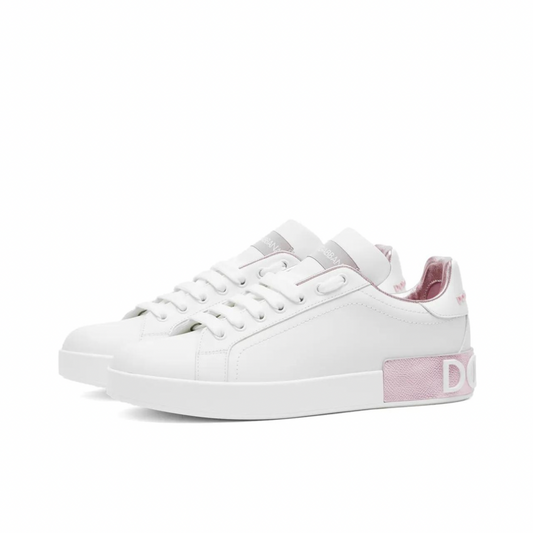 DOLCE & GABBANA LOGO COURT SNEAKER BIANCO & ROSA