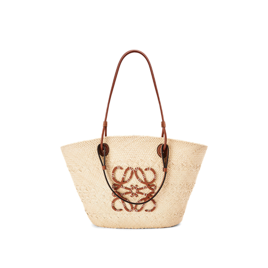 LOEWE Medium Anagram Basket bag in iraca palm and calfskin