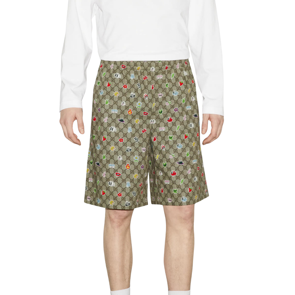 GUCCI COTTON POPLIN SHORTS WITH PRINT
